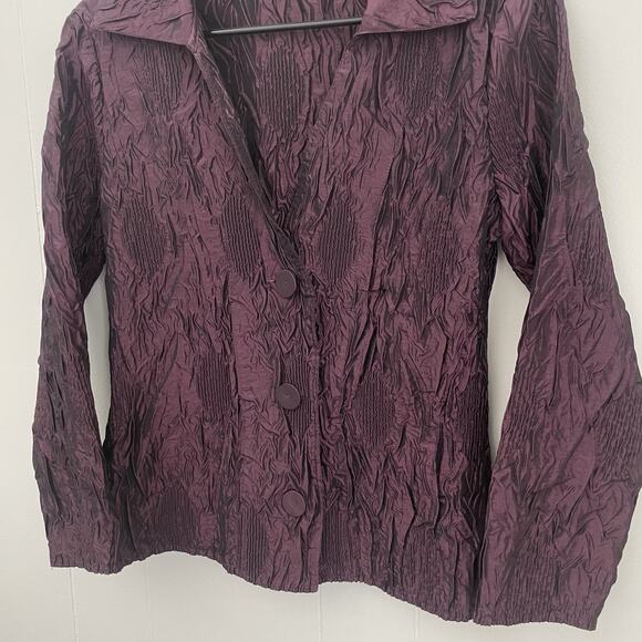 Y2K Purple Crinkle Textured Blazer Jacket Fairycore Cottagecore Festival Rave M - Picture 4 of 8